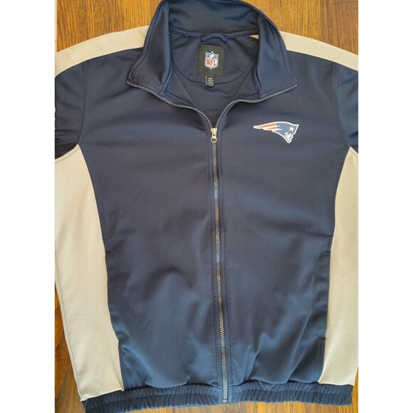 Patriots Warm Up Jacket NFL Chest Logo Plain Back L - Picture 4 of 5